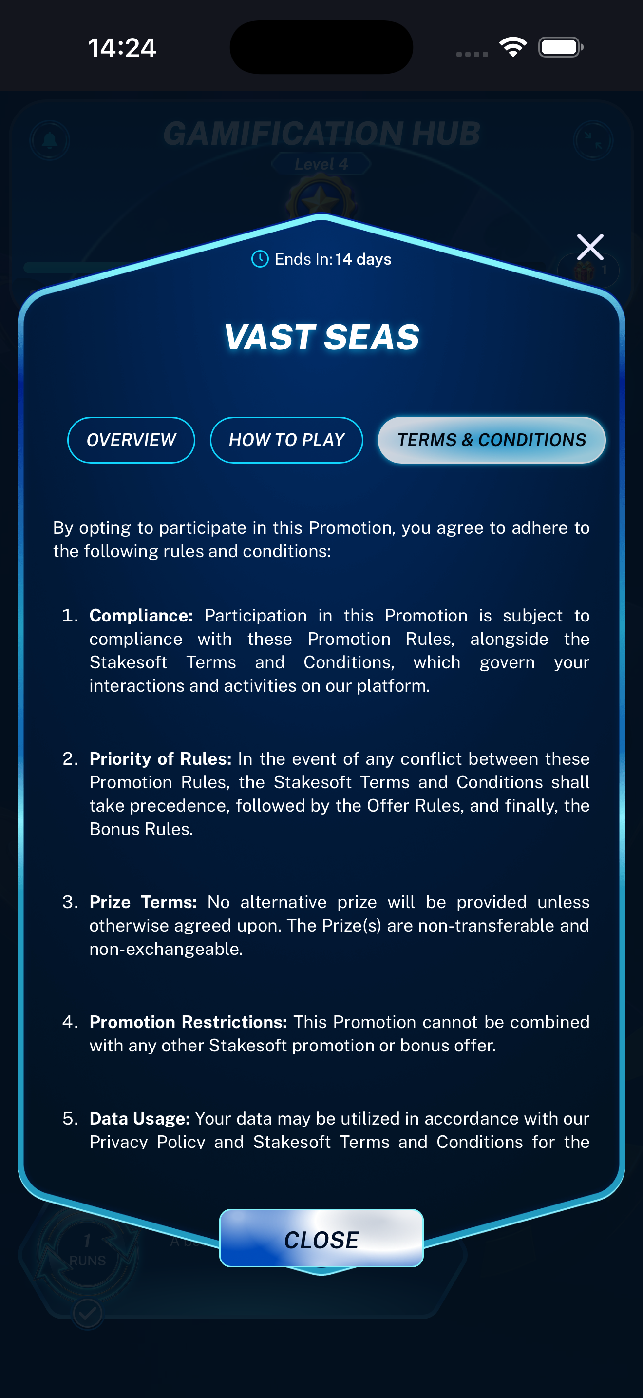 Bounty terms and conditions displayed on a mobile phone
